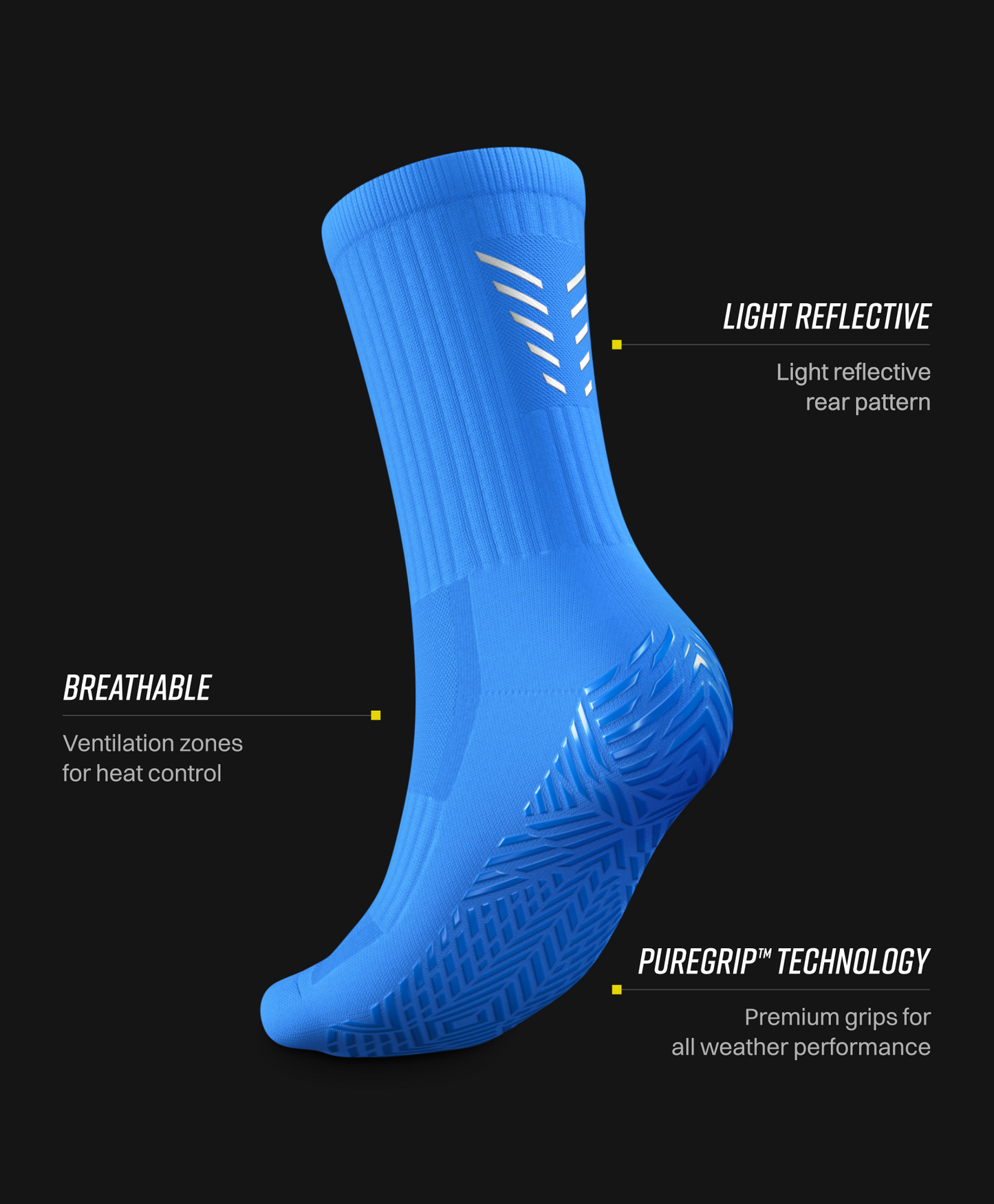 Reflective Mid-Calf Football Grip Socks